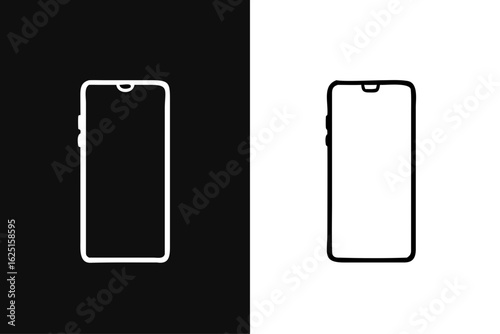 Smartphone mockup. Isolated from white and black backgrounds. with precision detail. android frameless design, vector Illustration