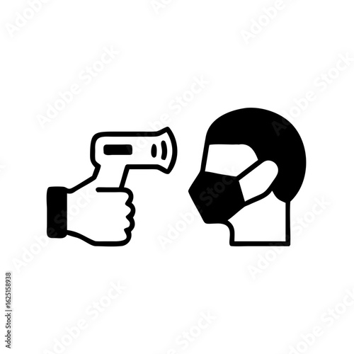 Check body temperature icon, contactless infrared thermometer Detection virus covid-19 outbreak, vector illustration