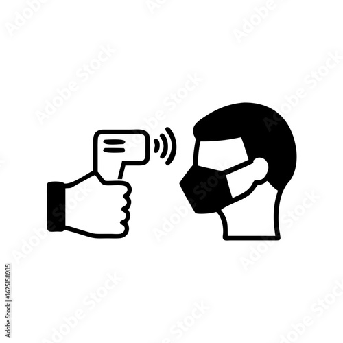 Check body temperature icon, contactless infrared thermometer Detection virus covid-19 outbreak, vector illustration