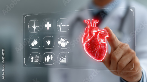 Advanced Digital Heart Health Visualization Featuring Cutting-Edge Medical Technology and Interactive Data Display
