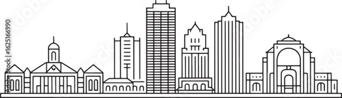 Detailed Indianapolis Cityscape Outline Vector Illustration with Urban Architecture and Skyline