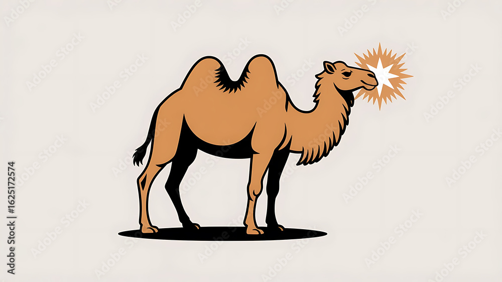 Fototapeta premium Camel with a star, symbol of guidance. 