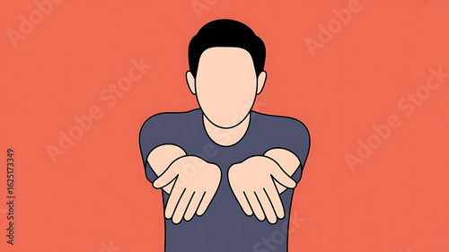 Person with outstretched hands, a gesture of openness.
