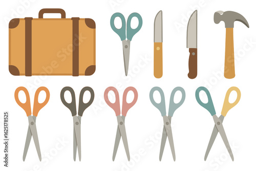 Artisans and creators have access to crafting tools and materials that are neatly laid out on a clean surface
