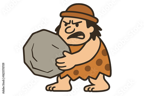 A diminutive cartoon miner, dressed as a dwarf, grasps a pickaxe in preparation for labor