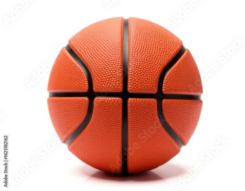 A clear view of a basketball on a white surface, ideal for sports-related uses