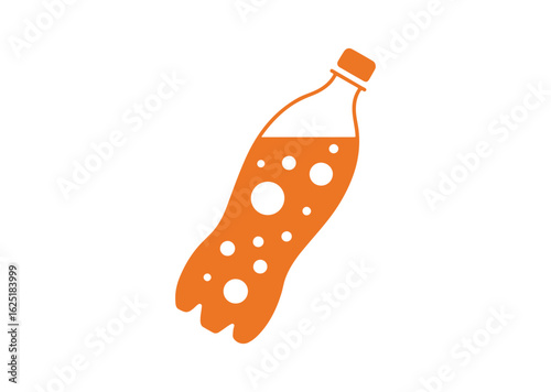 Orange soda bottle with bubbles Vector Illustration, soda bottle Icon