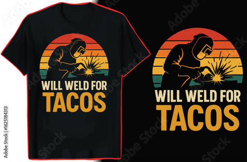 Welder T-Shirt Design | Metal Worker Sparks Retro Design