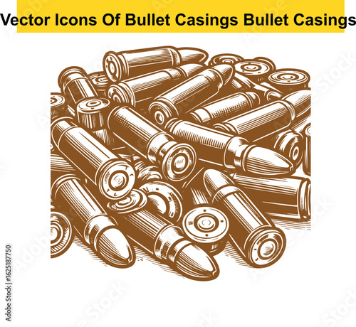 Black and White Vector Illustration of Spent Bullet Casings – Western Style