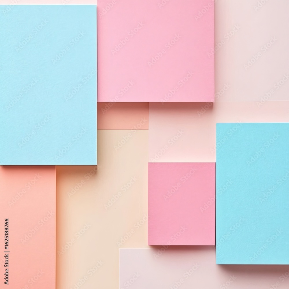 Creative pastel color palette design with geometric squares. Minimalist abstract background for modern concepts.