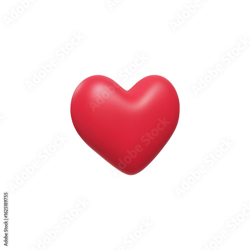 Valentine concept 3d red heart in speech bubble object isolated on pink background for graphic decorate. 3d render illustation with object clipping path.