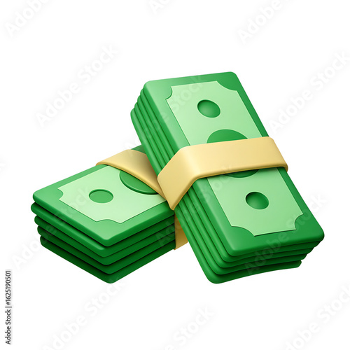 3D money bundles icon. Stack of currency banknotes. Business and finance concept. Banknotes stack icon. 3d illustration