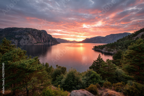 sunset over the lake