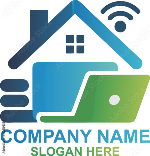 Creative Home Technology Business Logo Design for Internet Services