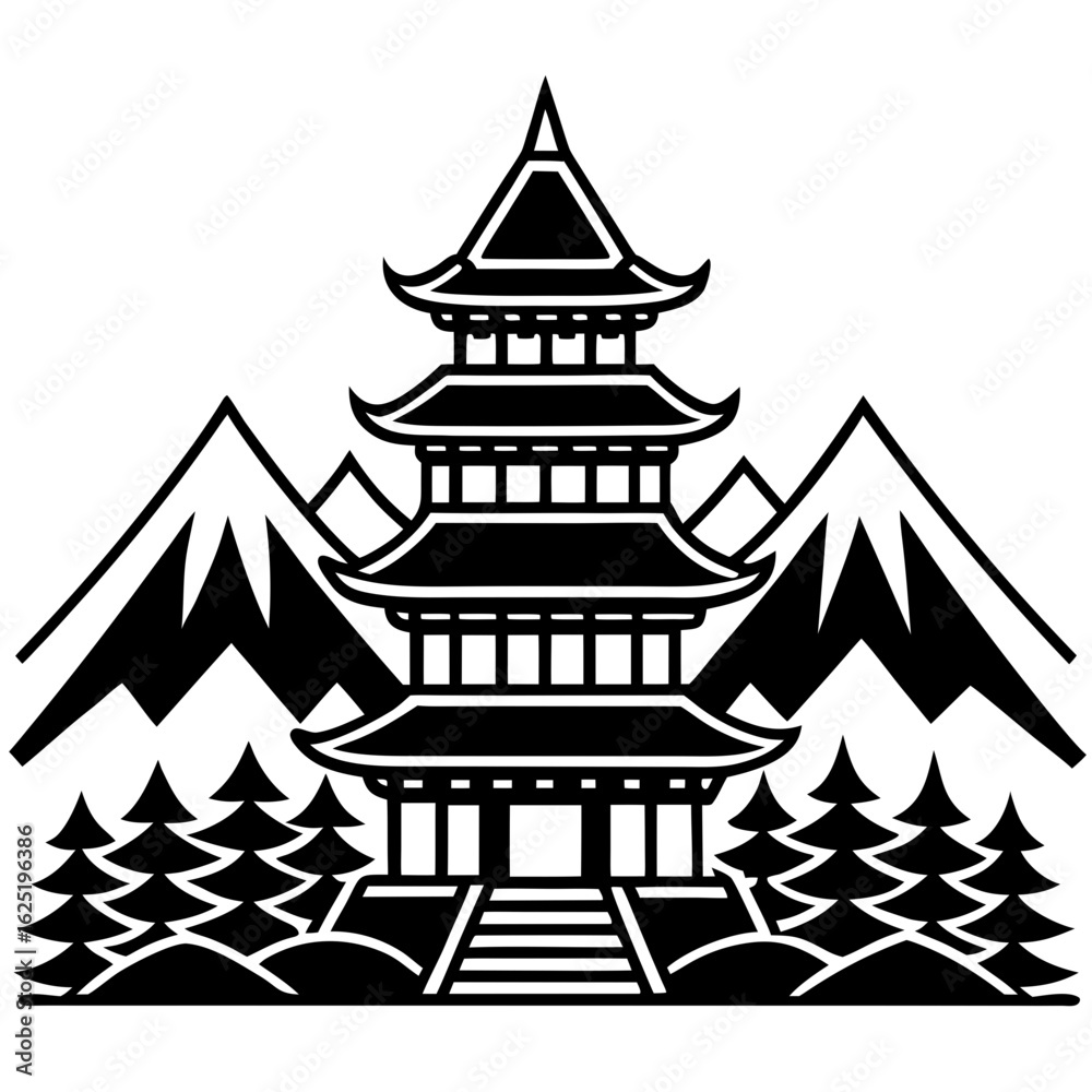 Obraz premium vector illustration of a christmas tree on the roof