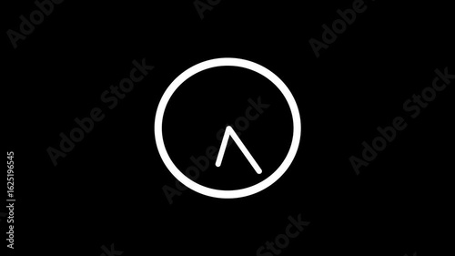 white color clock animation icon, alarm clock stopwatch dial, wall clock circle timer animated on black background.
