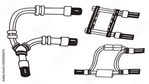 Set of automotive spark plug wires and ignition cables for car engine repair