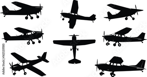 Small  Icons, Aviation and Flying Symbols, Pilot Design Elements

Small Airplane Silhouettes, Various Light Aircraft Shapes, Black Vector Icons, Aviation and Flying Symbols, Pilot Design Elements