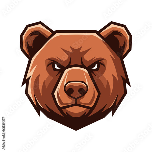 Powerful bear mascot logo design, fierce animal head for sports or branding