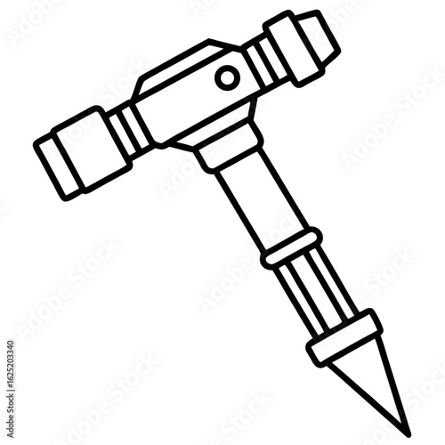 Iron Drill Tool Vector Illustration