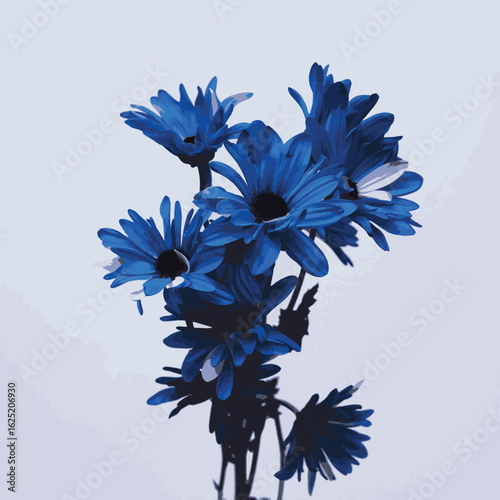 blue flower vector hand drawn