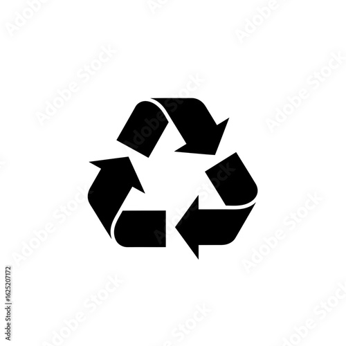 Recycle symbol with three arrows in a triangular loop isolated on white background
