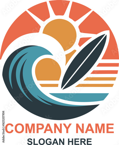 Surf's Up Ocean Wave Sun Beach Vibes Lifestyle Logo Design