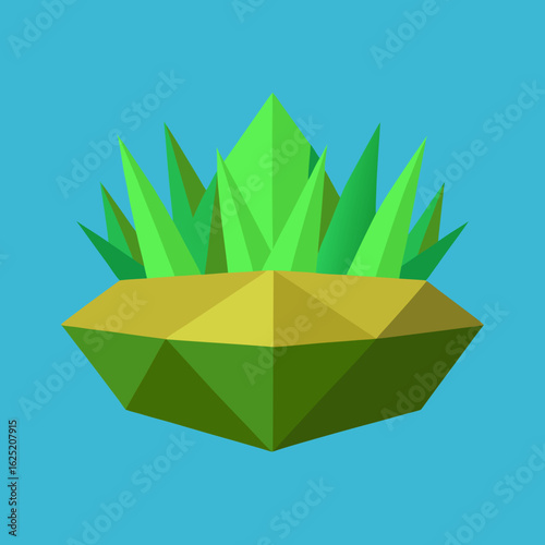 Geometric green plant on a floating island