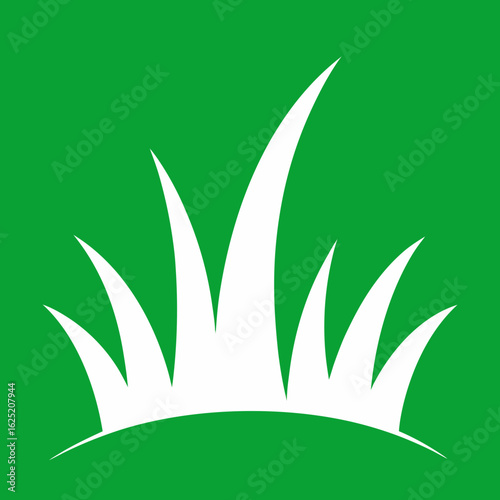 Stylized white grass blades on a vibrant green background
