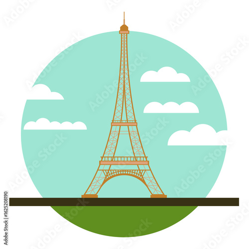 Flat Illustration of Eiffel Tower in Paris France