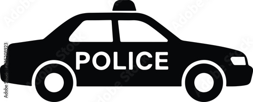 Silhouette police car vector illustration with simple design and clean lines