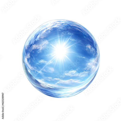 Wallpaper Mural Bright Sunlight Over a Clear Blue Sky with Gentle White Clouds in a Circular Format Torontodigital.ca