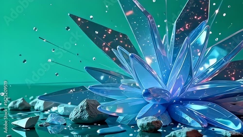 indium ampere active panorama, contemporary blend sharp-edged clear sherd irrupt outbound sparkle with shimmering hues, spell lively transmit of beam saltation and twinkle framing an