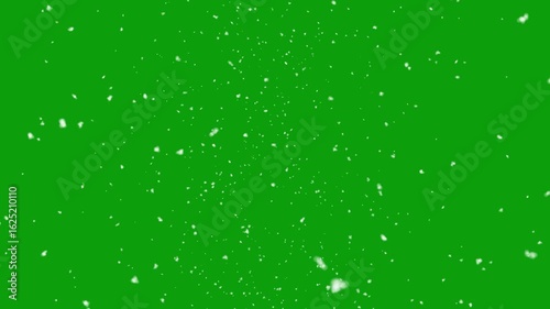 Realistic snow fall on green screen 4k video. Isolated falling snow snowflakes green screen alpha channel background. Snowing Overlay Chroma Key Green Screen Alpha Channel. Looping Snowfall Particles