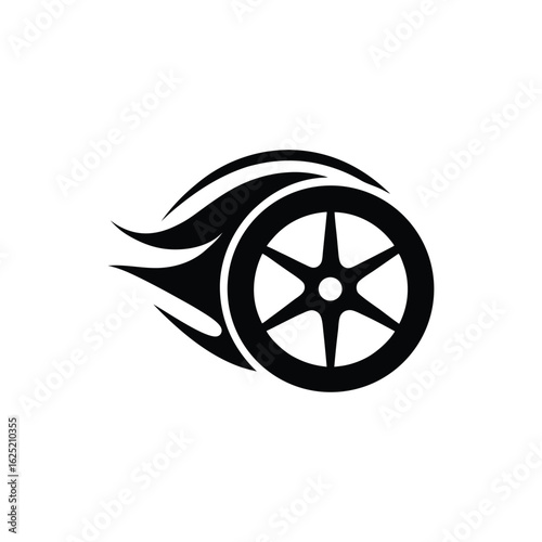 A fast car wheel silhouette icon vector illustration