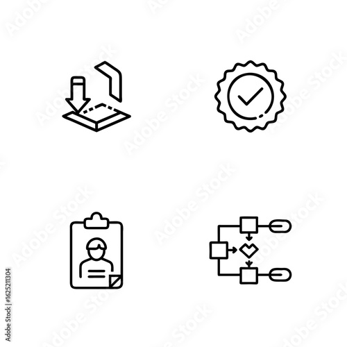 Vector Icons Representing Business Processes and Quality Assurance Procedures