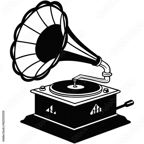 old gramophone isolated on white