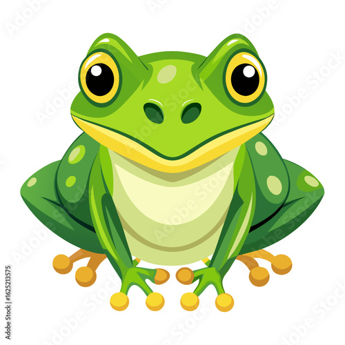 green frog on white background