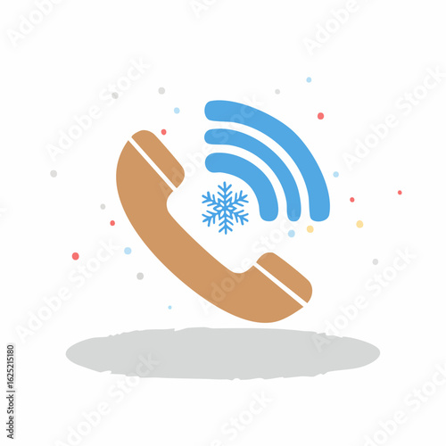 Phone handset with snowflake and wifi signal, representing cold calling or communication