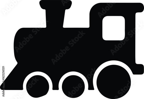 Silhouette toy train classic locomotive children railway vector illustrator