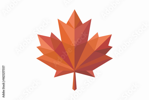 Vector geometric Canadian maple leaf icon featuring striking orange and red colors. Ideal for contemporary logos, fall-themed designs, patriotic visuals, and seasonal branding or digital artwork