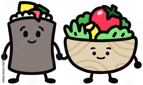 샐러드김밥 캐릭터(벡터)