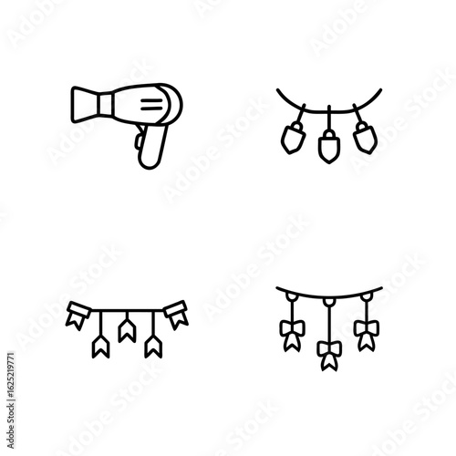 Collection of Festive Decorative Elements and Hair Styling Tool
