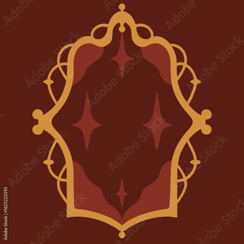Ornate decorative frame design in warm tones on dark background  