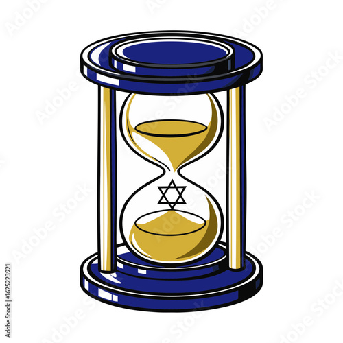 Hourglass with Star of David Symbolizing Yom Kippur for Religious Education, Awareness Campaigns, Spiritual Blogs, and Cultural Events  