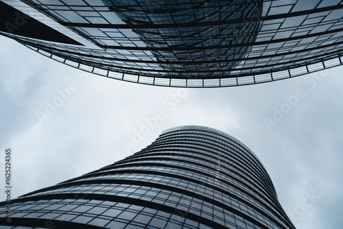 Two scyscrapers , view for the sky, Warsaw, Poland