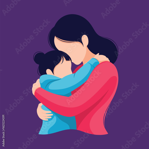 A mother holds her daughter close embracing love and family bonds with gentle affection
