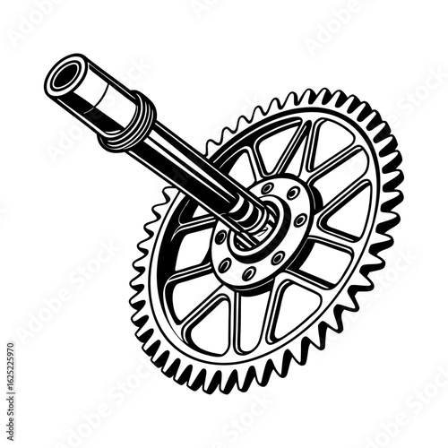 Gear and Shaft Vector Illustration – Mechanical Transmission Component for Industrial Machines, Engines, and Engineering Systems