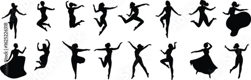Wallpaper Mural Dance Pose Silhouettes, Black Vector Icons, Dynamic Movement Graphics, Performing Arts Illustration, Acrobat Figures, Adobe Stock Design, Expressive Body Shapes Torontodigital.ca