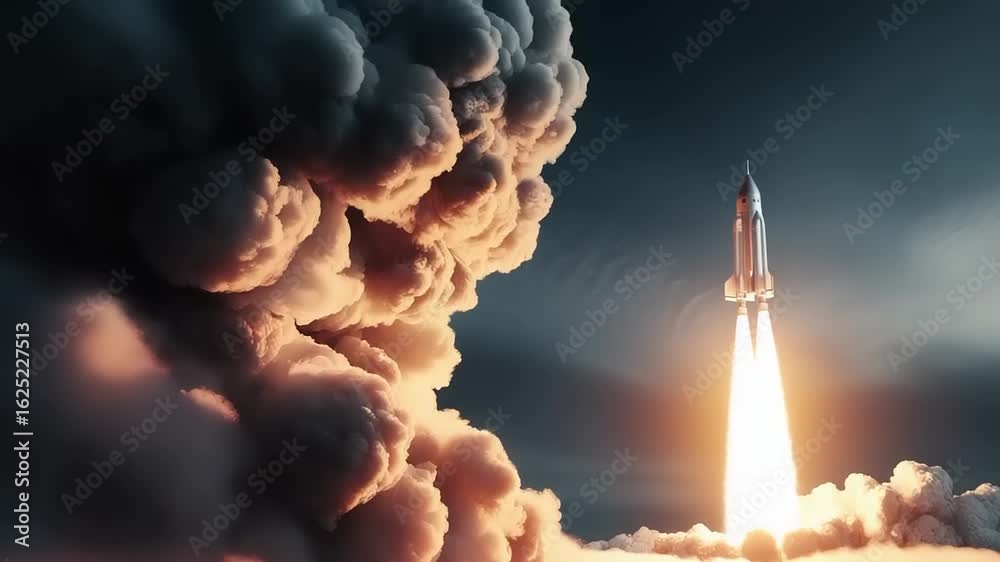 Rocket Launch through Thunderous Clouds Captured in a Time-Lapse Video